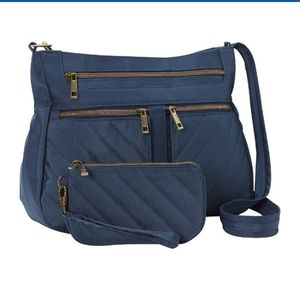 Travelon Anti Theft Crossbody Bag and Clutch Purse Navy
